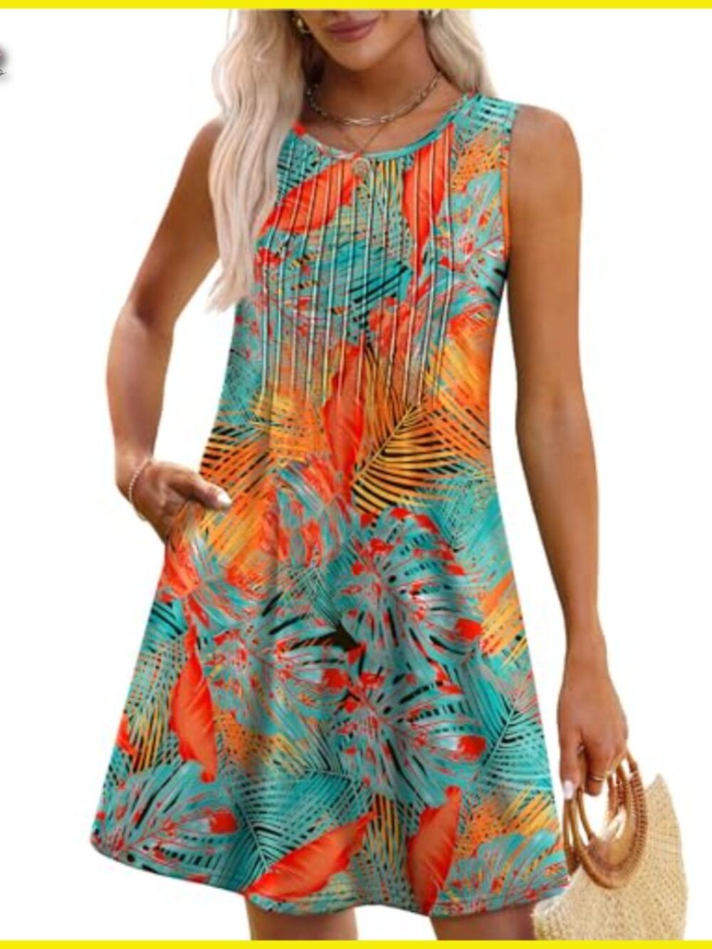 Loose Fit Sleeveless Sundress with Pockets Casual Beach Vacation Dress - Picture 2 of 6